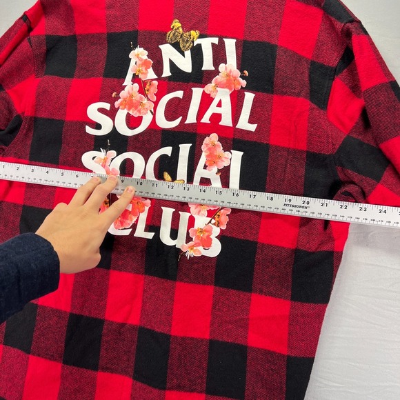 Anti Social Social Club Red and Black Plaid Shirt - Picture 8 of 9